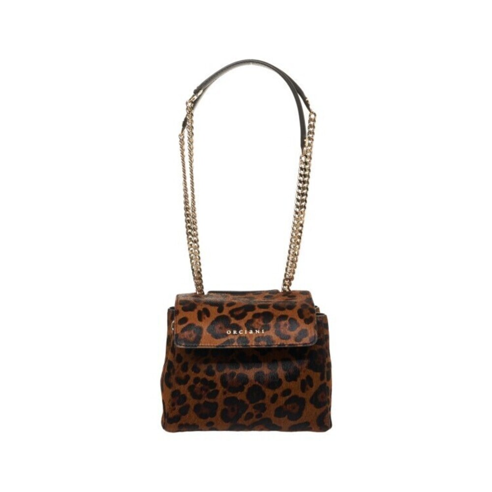 Orciani Animal Print Shoulder Bag With Gold Chain Strap - NWT